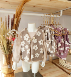 Bloemen teddy gilet beige