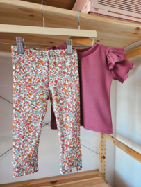 Ruffle top - rib framboos