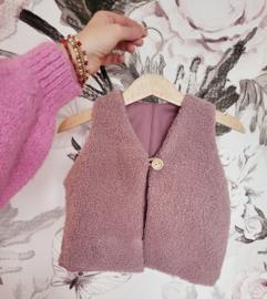 Teddy gilet donker roze