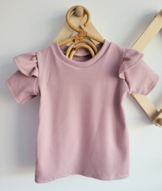 Ruffle top - rib oud roze