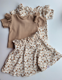 Ruffle top - rib donker beige