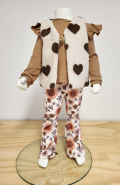 Teddy gilet hartjes bruin