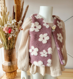 Bloemen teddy gilet roze