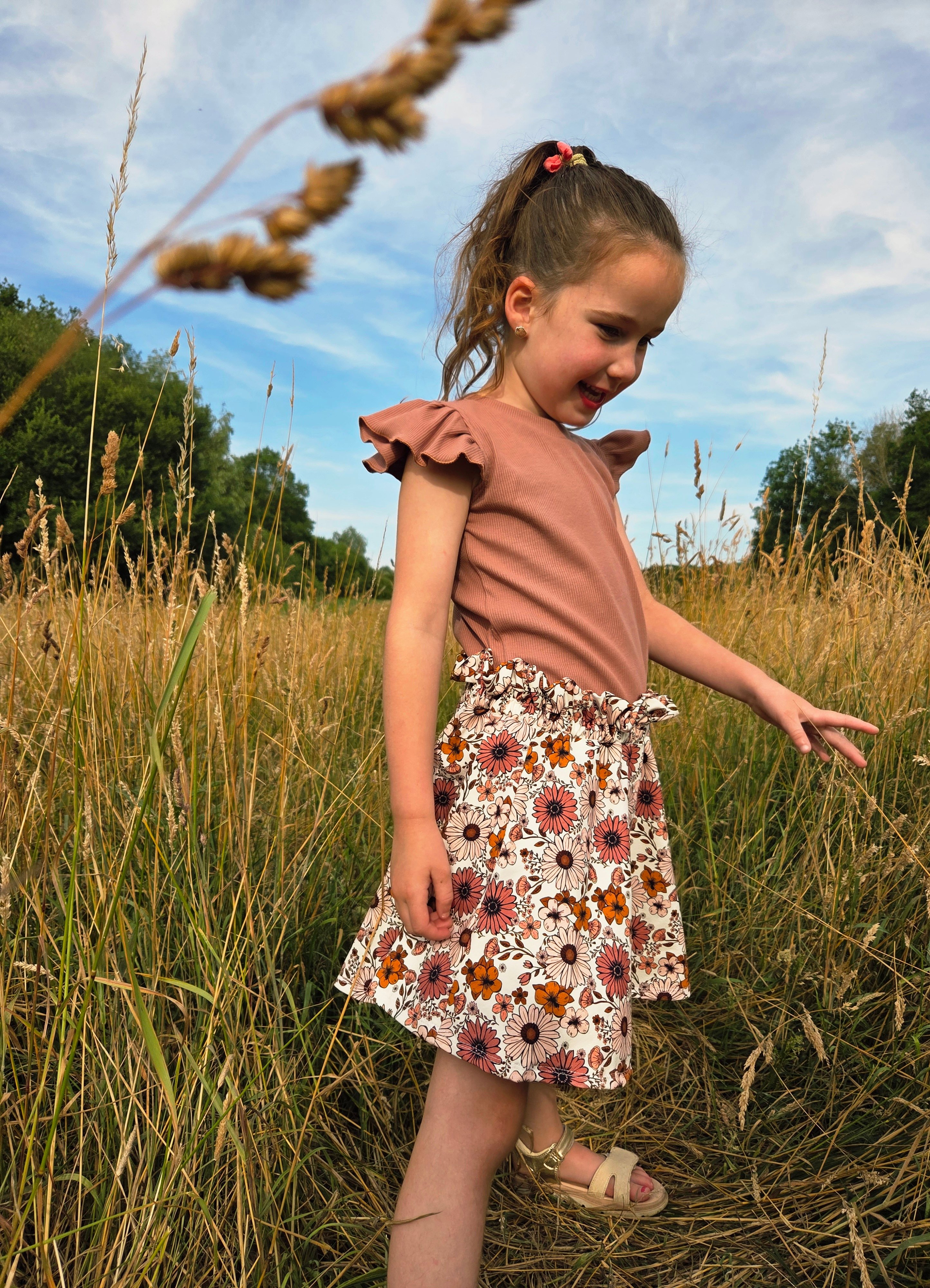 Paperbag rok - vintage daisy