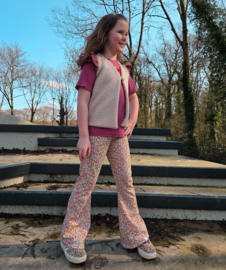 Broekje - trendy bloem fuchsia & oranje