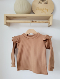 Longsleeve brede rib bruin