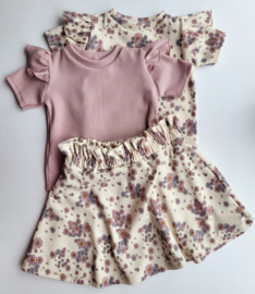 Ruffle top - rib oud roze