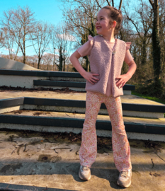 Ruffle top - rib nude roze