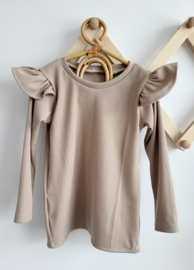 Longsleeve rib donker beige