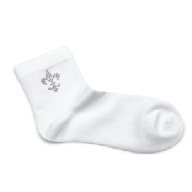 Weissen Damen Golfsocken mit Swarovski Design "Lilie"