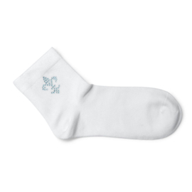 Weissen Damen Golfsocken mit Swarovski Design "Lilie"