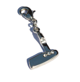 Reißverschluss Anhänger - "Fashion Zipper" - Golfschläger mit silbernen Strasssteinen