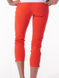 Dames broek MDC Stretch  -  7/8 lengte -  kleur Rood/Oranje