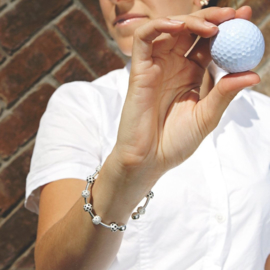 Golf Goddess golf strokes zähler  "Chelsea Charles - silberne golfball charms  mit onyx (schwarze) kristalle
