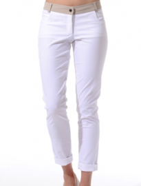 Dames broek MDC Strech Chino - kleur Wit/licht Taupe