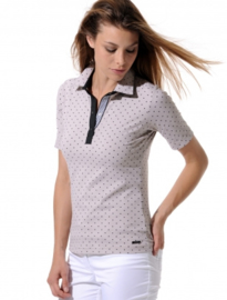 Dames polo MDC Meryl print - 1/2 mouw - kleur licht Taupe /Zwart