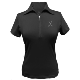 Dames golfpolo "Titania" zwart – design Golfclubs