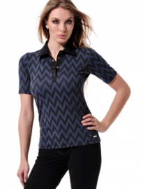 Dames polo MDC Meryl Print - 1/2 mouw - kleur Petrol/Zwart