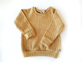 Raglan sweater, cable knit tarwe, maat 98