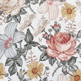 Vintage bloemen, french terry