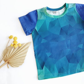 Shirt omgezoomd korte mouw, gradient blauw/mint, maat 92