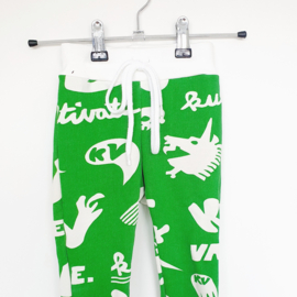 Joggers, maat 86, groen met wit