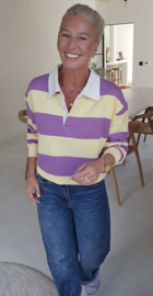 ANTJE striped polo sweatshirt violet yellow