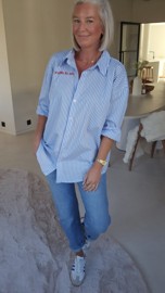 OUT OF THE OFFICE striped shirt blue