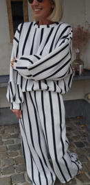 LUCIA striped cotton jogger pants white black