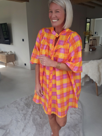 VANESSA sunny checkered dress fuschia