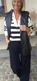 GIULI striped zipper knit black and ecru