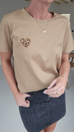 HEART leo T-shirt beige