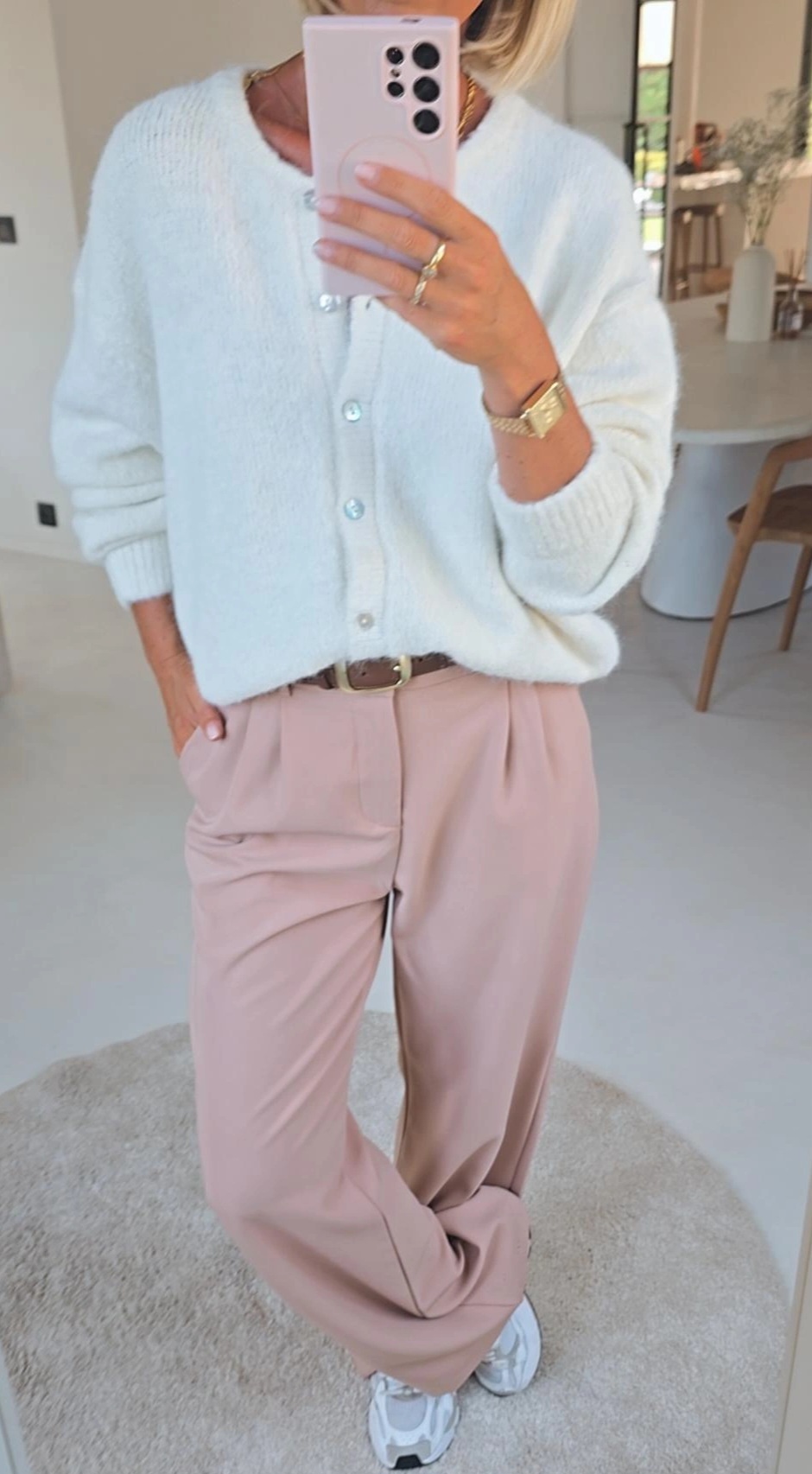 AGATA loose wide leg pants beige