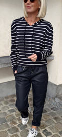 JOSJE striped knit hoodie black
