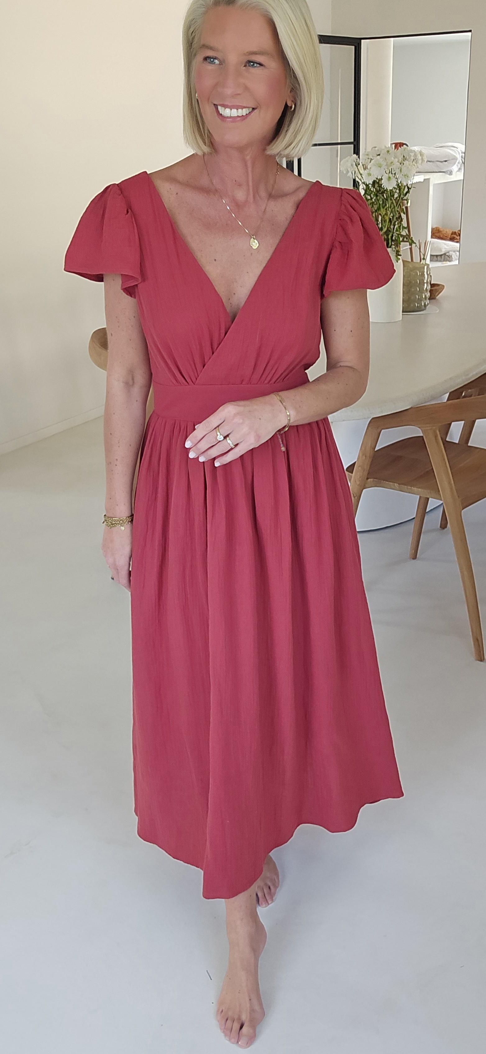 SAMANTE maxi tetra dress brick