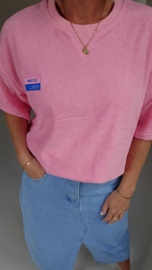 VINTAGE short-sleeved terry sweatshirt pink