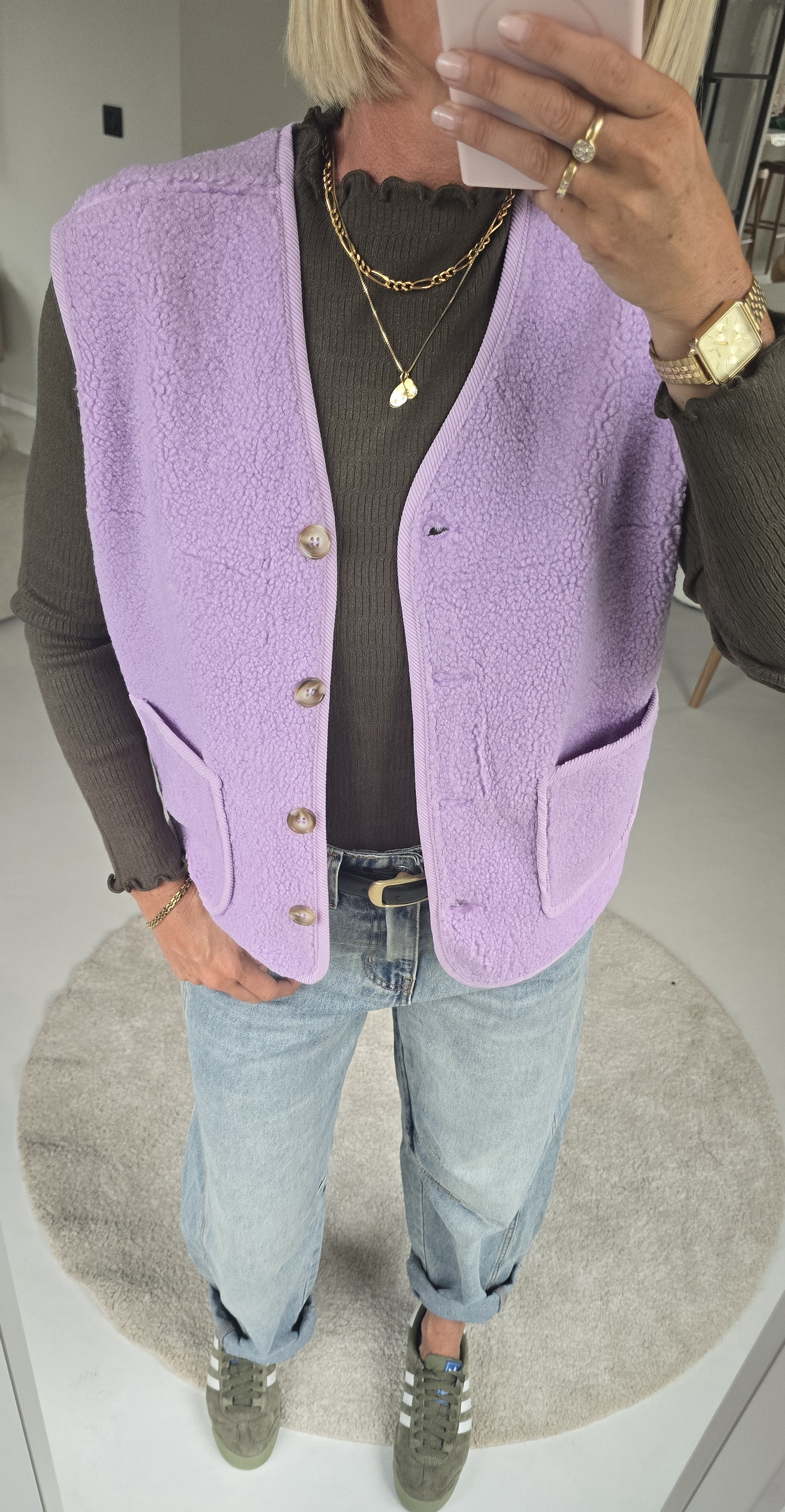 MELIA sleeveless teddy jacket lilac