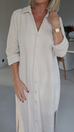 RHEA WINTER soft velvet maxi shirt dress soft beige