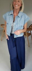 SALLI satin loose pants navy