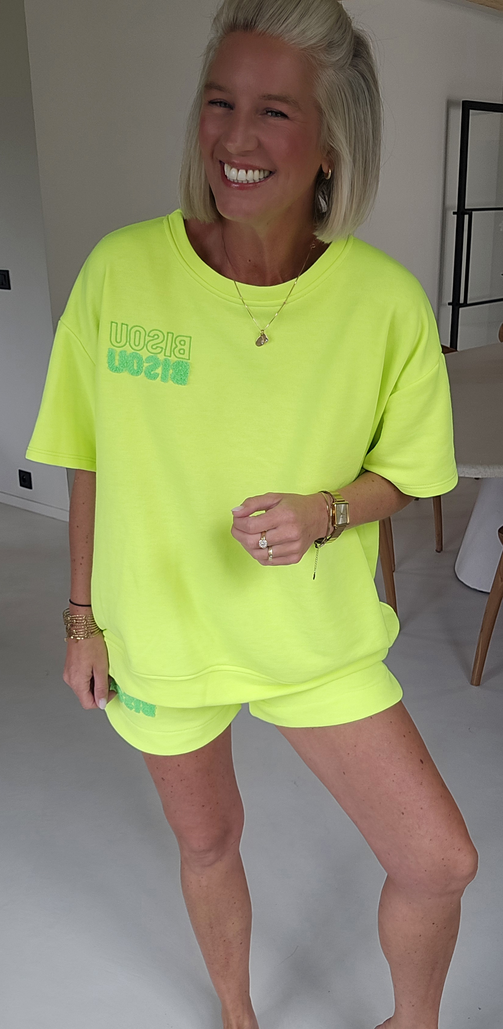 BISOUS sweatshirt set neon yellow
