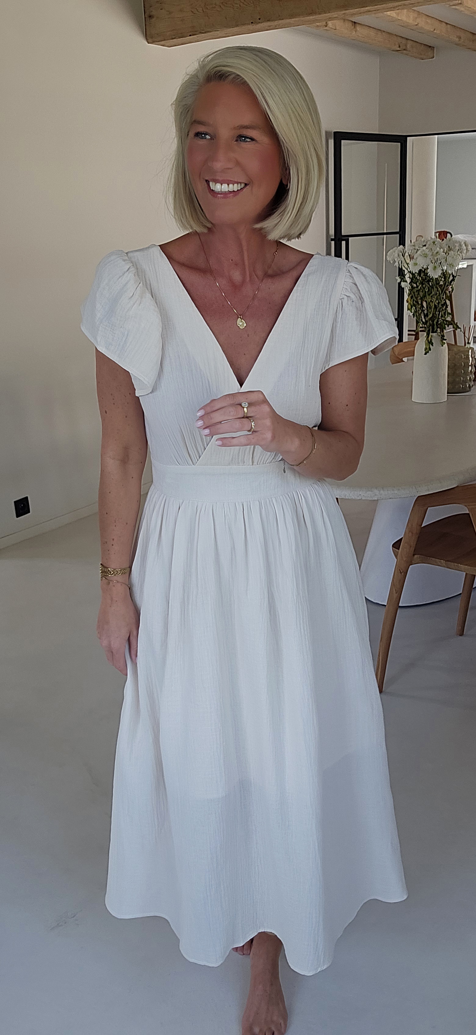SAMANTE maxi tetra dress ecru