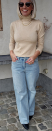 BASIC viscose turtleneck knit melêe beige