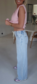MEREL wide leg jeans soft blue drawstring