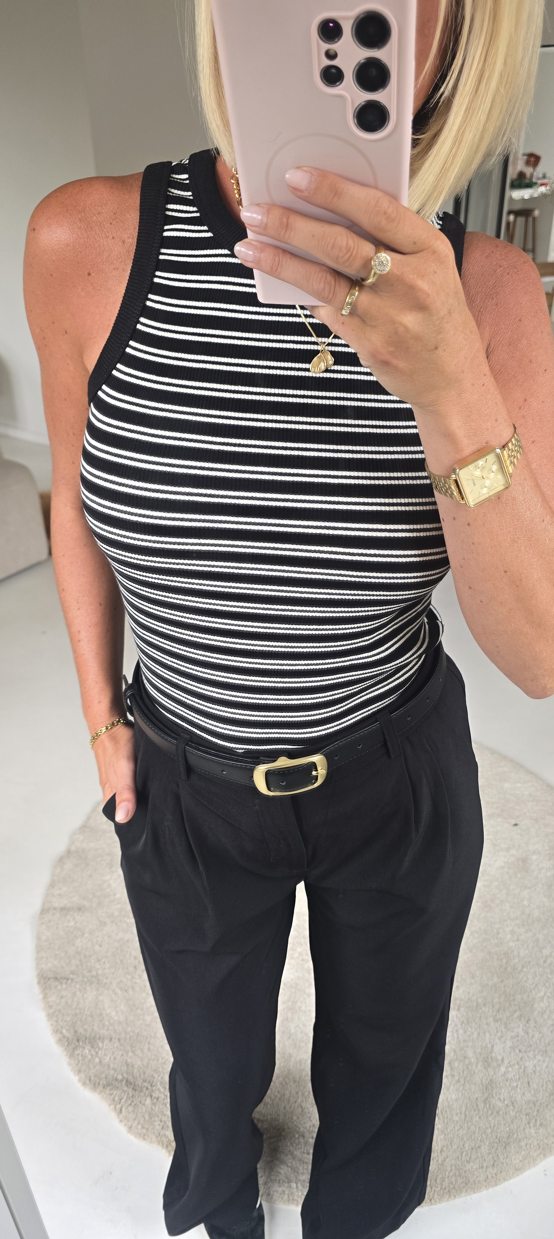 INCI striped cotton top black