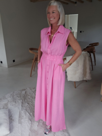KIRA viscose linen maxi dress fuschia