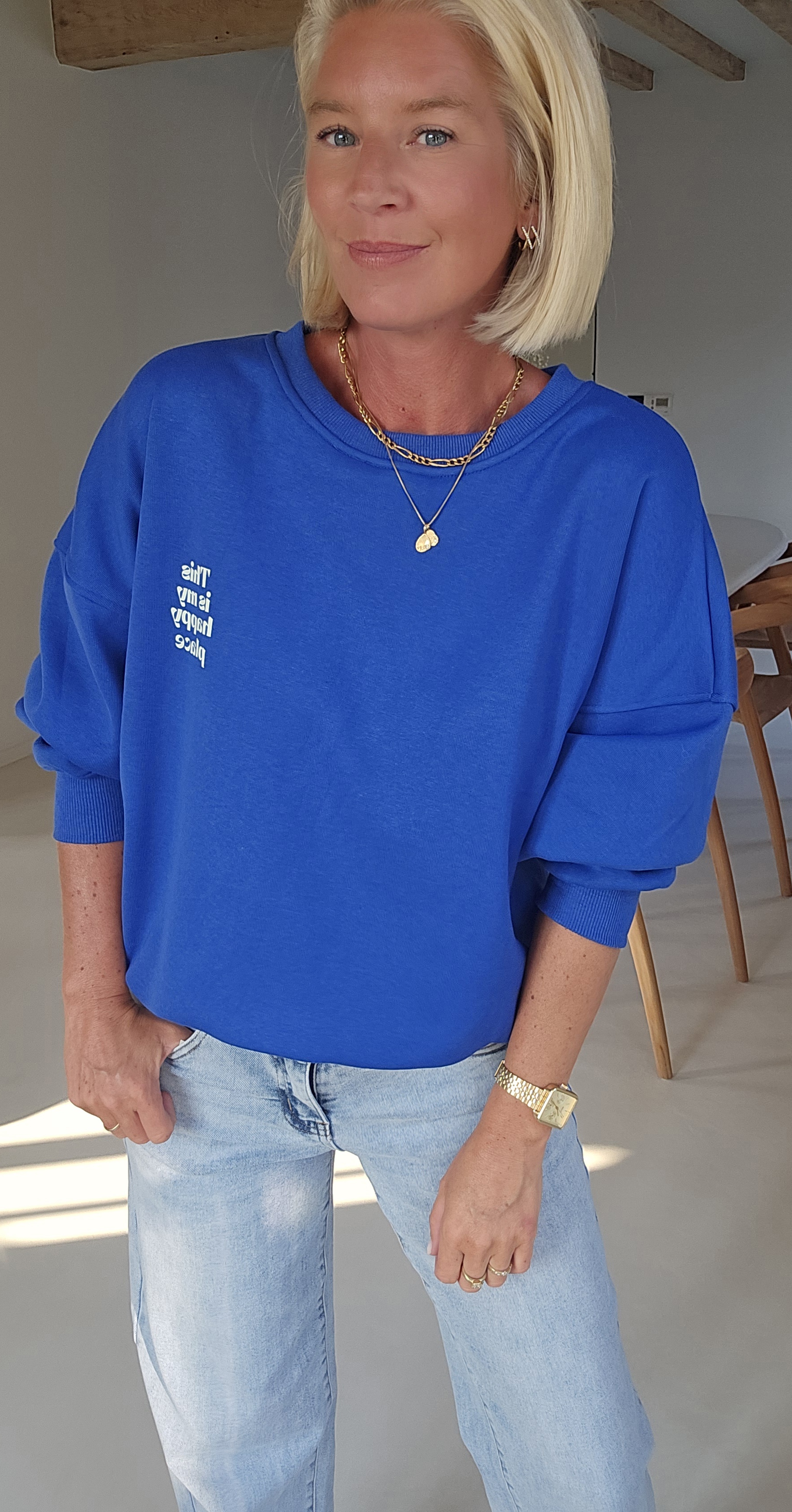 THIS IS MY HAPPY PLACE sweatshirt kobalt blue