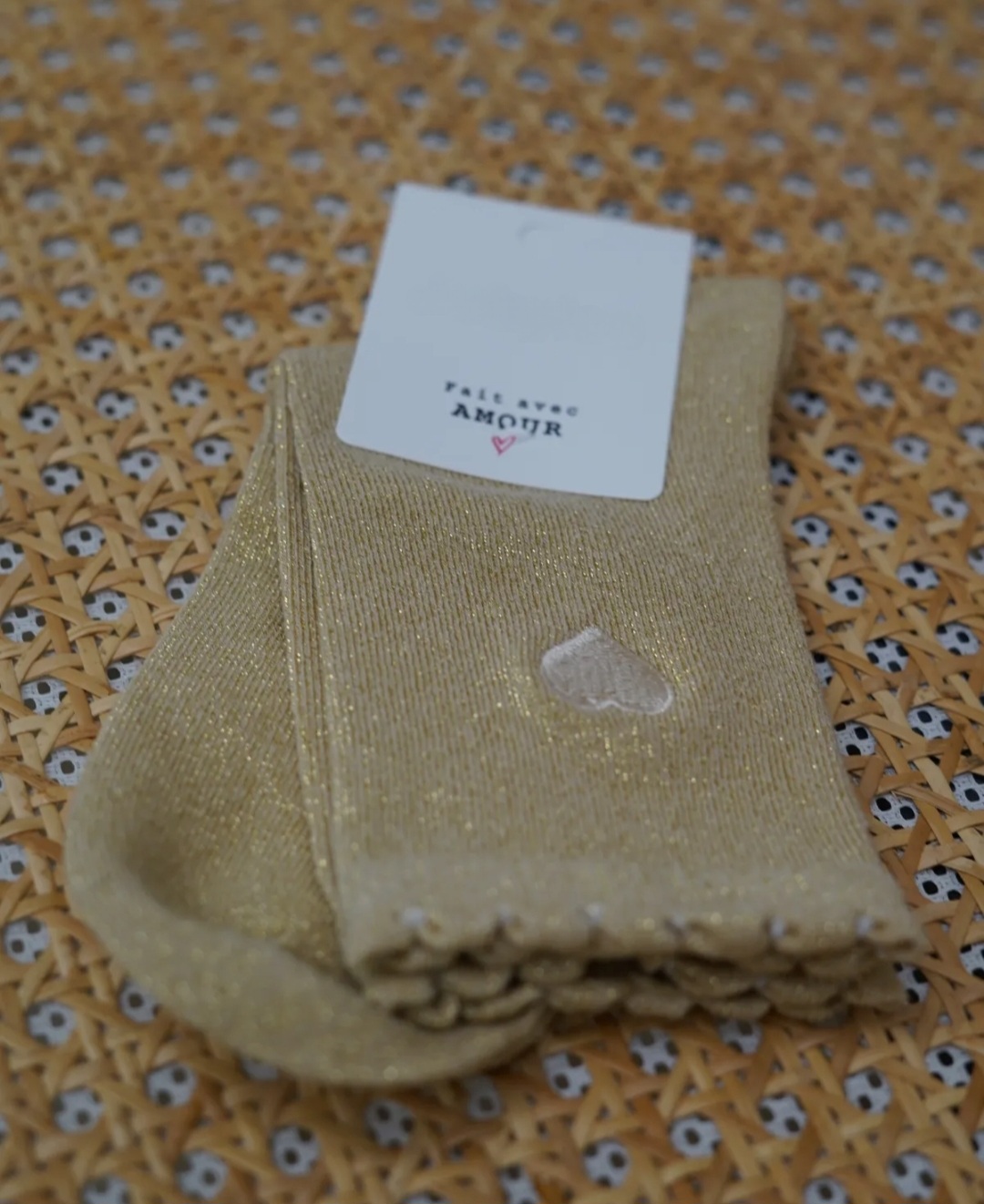 HEART lurex socks gold