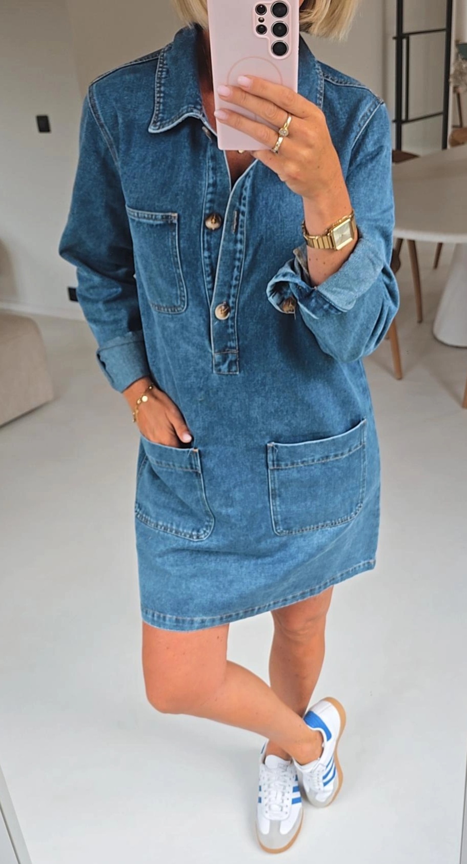 THE PERFECT jeans dress washed blue