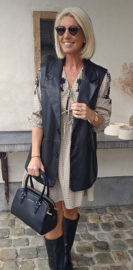WINIE checkered cotton dress beige