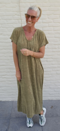 DIDI maxi terry T-shirt dress khaki v-neck